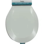 J&V Textiles Toilet Seat With Easy Clean & Change Hinge, Beveled Edges (White) - Image 2