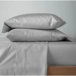Casaluna 500 Thread Count Washed Supima Sateen Solid Sheet Set (Light Gray, Queen (U.S. Standard)) - Image 2