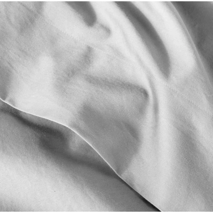 Casaluna 500 Thread Count Washed Supima Sateen Solid Sheet Set (Light Gray, Queen (U.S. Standard)) - Image 4