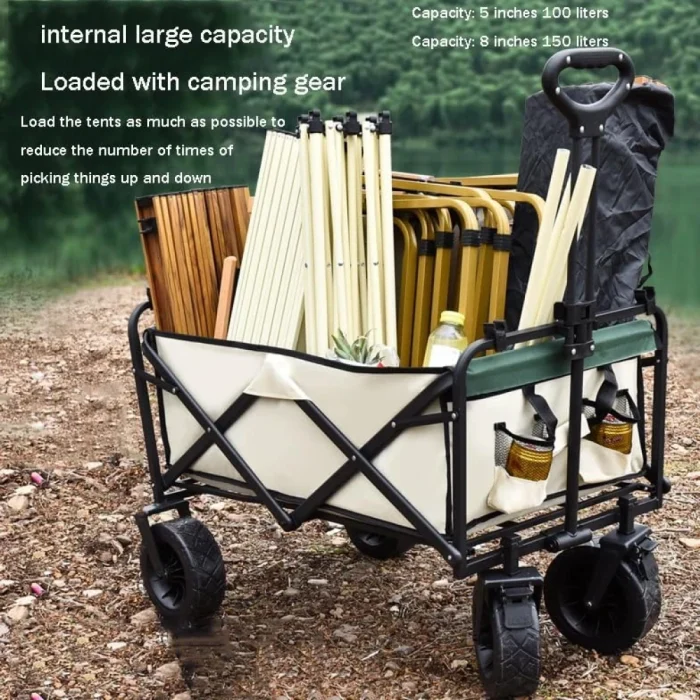 ZAIED Folding Trolley Cart on Wheels,Camping Trolley Collapsible Festival Wagon - Image 3