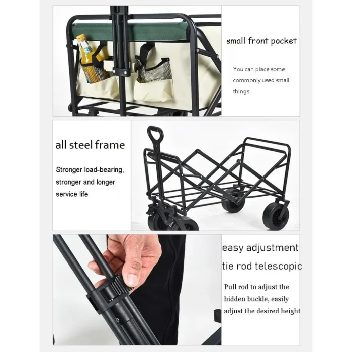 ZAIED Folding Trolley Cart on Wheels,Camping Trolley Collapsible Festival Wagon - Image 5