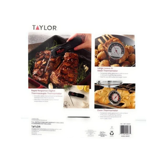 Taylor 3Piece Kitchen and Food Thermometer Set Digital Analog Meat Oven Thermometers - Image 3