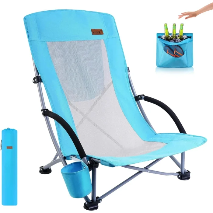 Nice C Camping Folding Chair with Cooler High Back/Cup Holder & Carry Bag (Blue) - Image 3