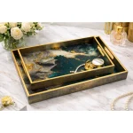 Tray European Style Light Luxury Glass  Tray- HW1 - Image 3