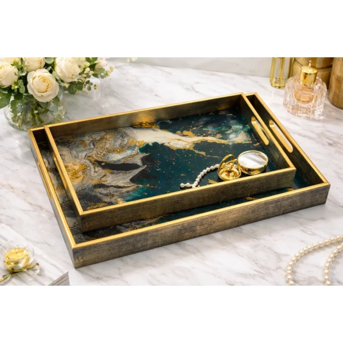 Tray European Style Light Luxury Glass  Tray- HW1 - Image 3