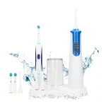 Perfect Smile Cordless Water Dental Flosser & Electric Toothbrush Combo for Teeth Cleaning, Braces Brushing & Flossing, Power Oral Irrigator for Adults, 4 Tooth brush Head