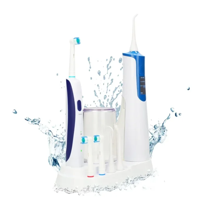 Perfect Smile Cordless Water Dental Flosser & Electric Toothbrush Combo for Teeth Cleaning, Braces Brushing & Flossing, Power Oral Irrigator for Adults, 4 Tooth brush Head - Image 3