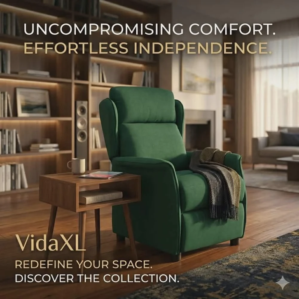 image VidaXL Recliner Chair DARK GREEN FABRIC (SKU-289792). - Image 1