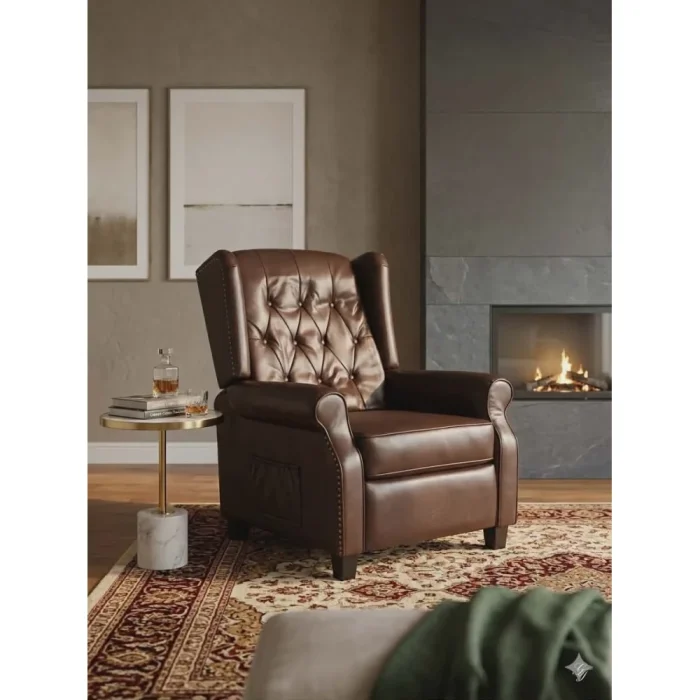 vidaXL Reclining Massage Chair Dark Brown LEATHER (SKU-372496) - Image 3