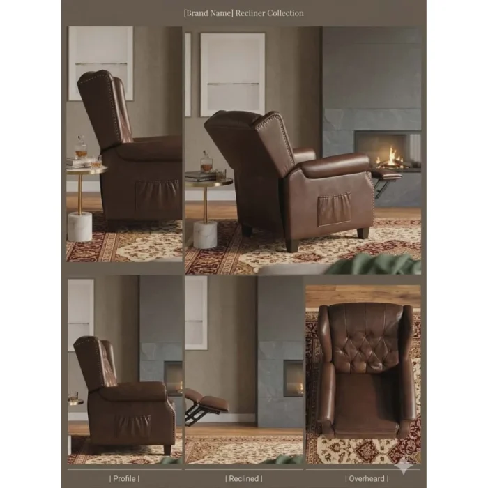 vidaXL Reclining Massage Chair Dark Brown LEATHER (SKU-372496) - Image 2