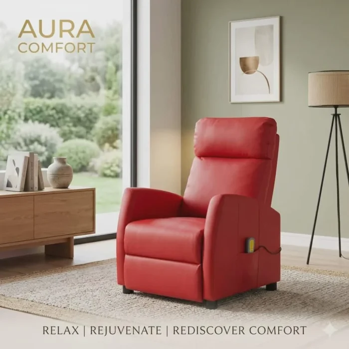 VidaXL RECLINER RED LEATHER (SKU-289728) - Image 3