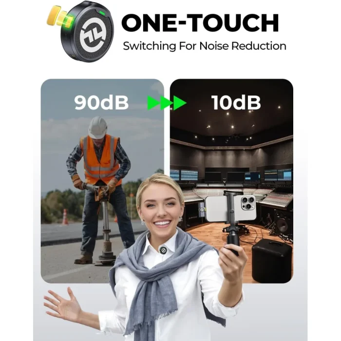 Hollyland LARK M2 Wireless Microphone for iPhone, Android and Camera, 48KHz 24Bit Hi-Fi Audio, 1000ft LOS Range, Noise Cancellation, 40H Duration for Vlogging, YouTube, Streaming - Image 4