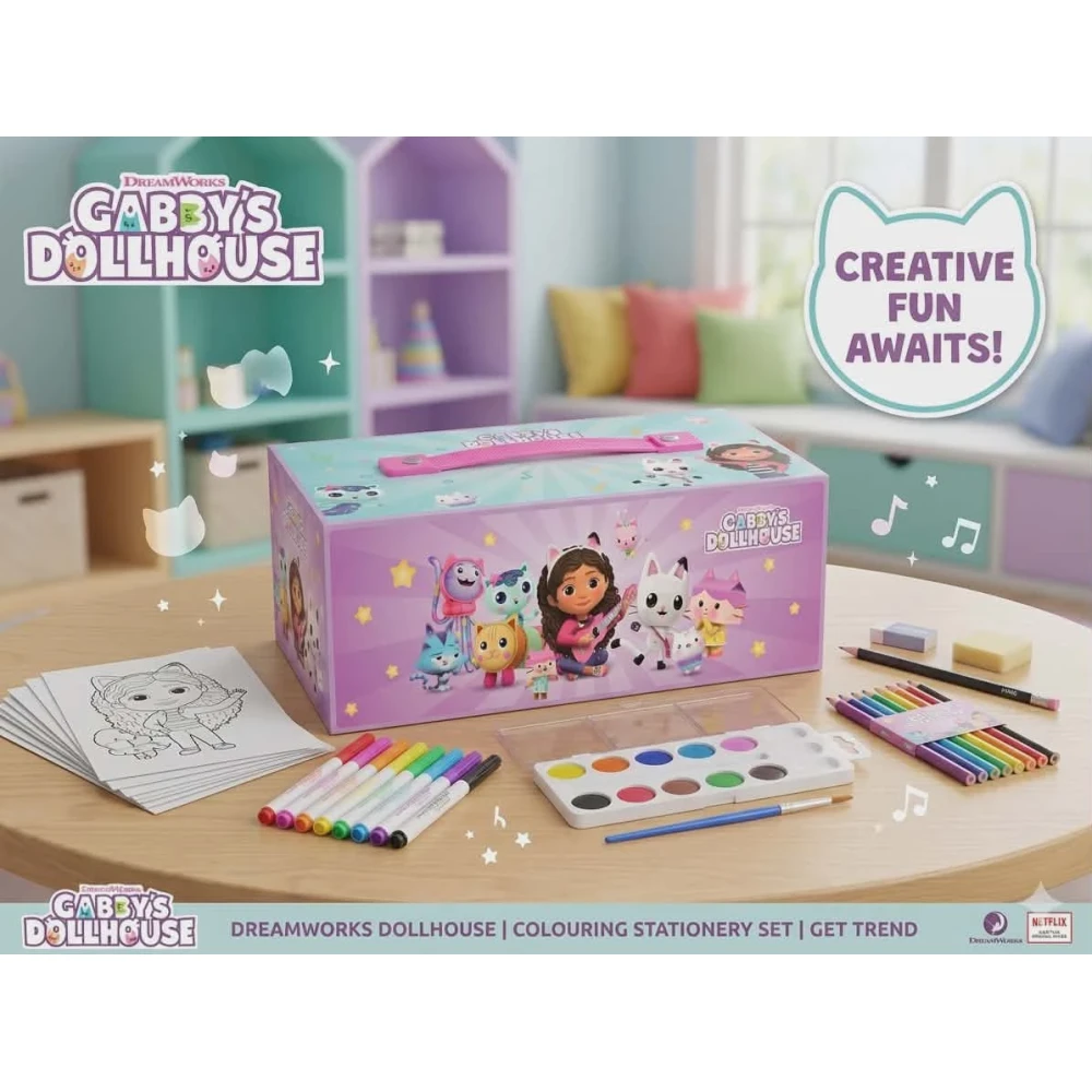 image Gabby's Dollhouse Colouring Stationary Set - Image 1