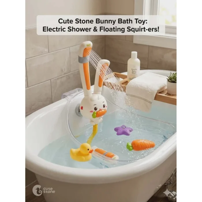 Cute Stone Bunny Bath Toy - Image 2