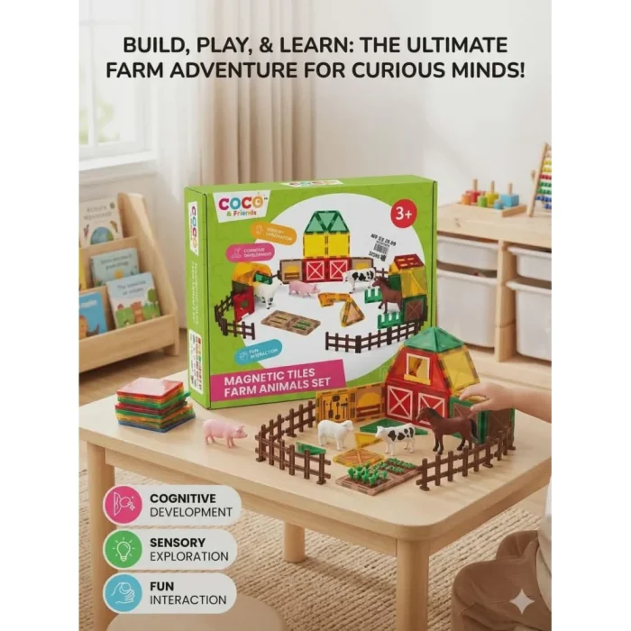 COCO&DRIENDS Magnetic Tiles Farm Animals Set - Image 3