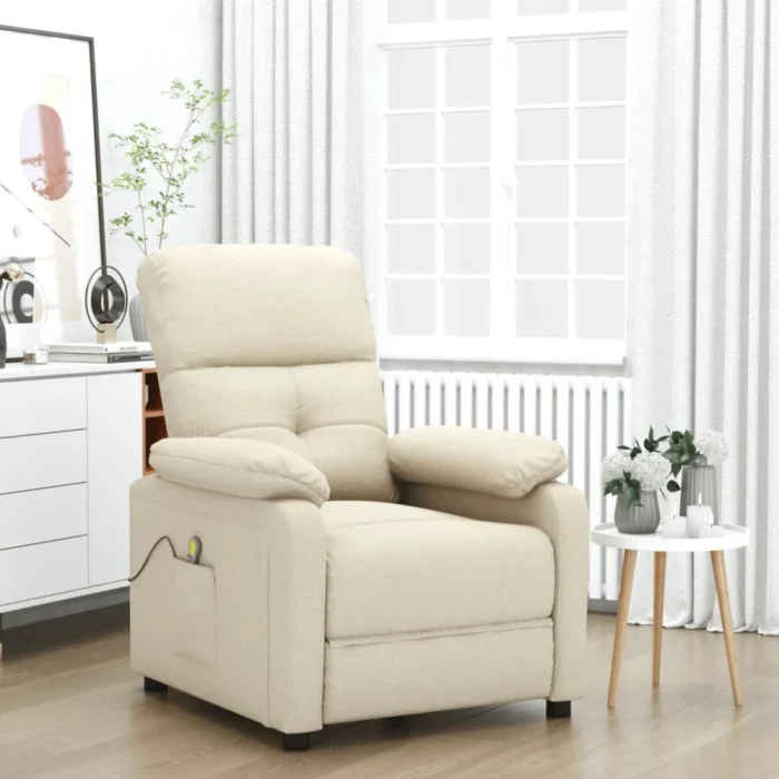 vidaXL Massage Recliner Chair Cream Fabric(SKU-289681) - Image 2