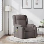 vidaXL Reclining Massage Chair Taupe Fabric (SKU-373556) - Image 2