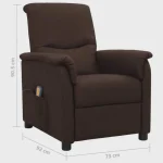 vidaXL Reclining Massage Chair Dark Brown Fabric (SKU-338911) - Image 2