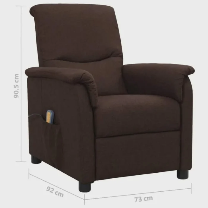 vidaXL Reclining Massage Chair Dark Brown Fabric (SKU-338911) - Image 2