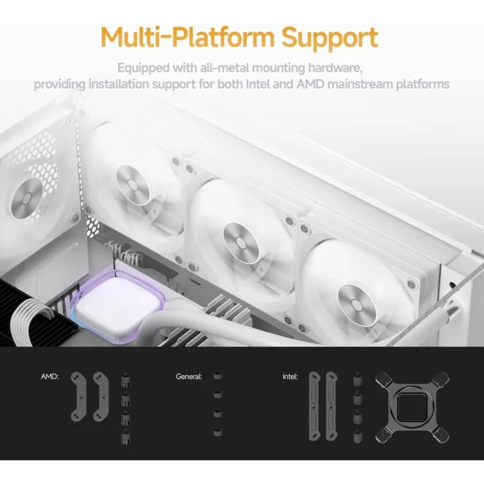 Ocypus iota L24 White Liquid Cooler CPU with Display,240mm Water Cooling System, 2 x120mm PWM Fans,240mm PC Water Cooler for LGA 1700/1200/115X/18XX, AMD AM4/AM5 - Image 8