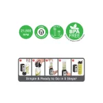 BLACK+DECKER Sports Blender/Smoothie Maker, 6-Piece Set with 500ml & 300ml BPA-Free Sports Bottles, 21,500 RPM Turbo Speed, Stainless Steel Blades for Ice & Frozen Fruits, 500 ml 300 W - Image 9