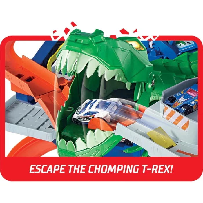 Hot Wheels City Robo T-Rex Ultimate Garage Multi-level multi-play mode Park 100 plus 1:64 scale cars - Image 3