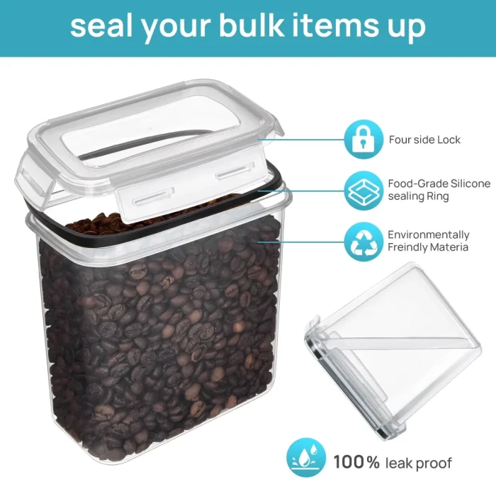 Sindcom Airtight Food Storage Containers Set, 38pcs Plastic Kitchen and Pantry Organization Canisters, Black - Image 4