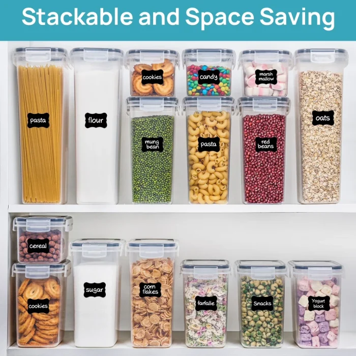 Sindcom Airtight Food Storage Containers Set, 38pcs Plastic Kitchen and Pantry Organization Canisters, Black - Image 7