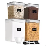 Vtopmart Sindcom Airtight Storage Canisters, 4 Pcs Large Food Storage Container for Flour, Sugar, Baking Supplies, Rice with Lids