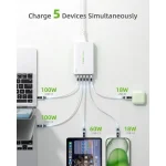 300W USB C Charger FEEYOO GAN Fast Charging Station 5 Ports Type C Power Adapter PD 100w Desktop Charger Compatible with MacBook Pro/Air,Dell XPS,iPad,iPhone,Galaxy etc - Image 3