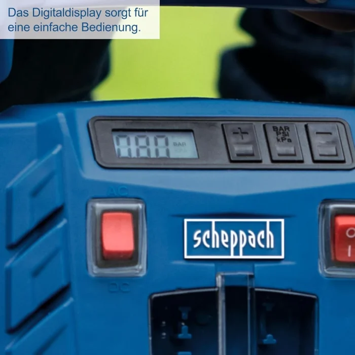 Scheppach Airforce 5 Compressor with Digital Display, 12 V / 230 V Connection for Car/Car, Portable Suitcase Compressor, 8 Bar Working Pressure, 150 W, Suction Power 36.5 l/min, Includes Accessories - Image 3