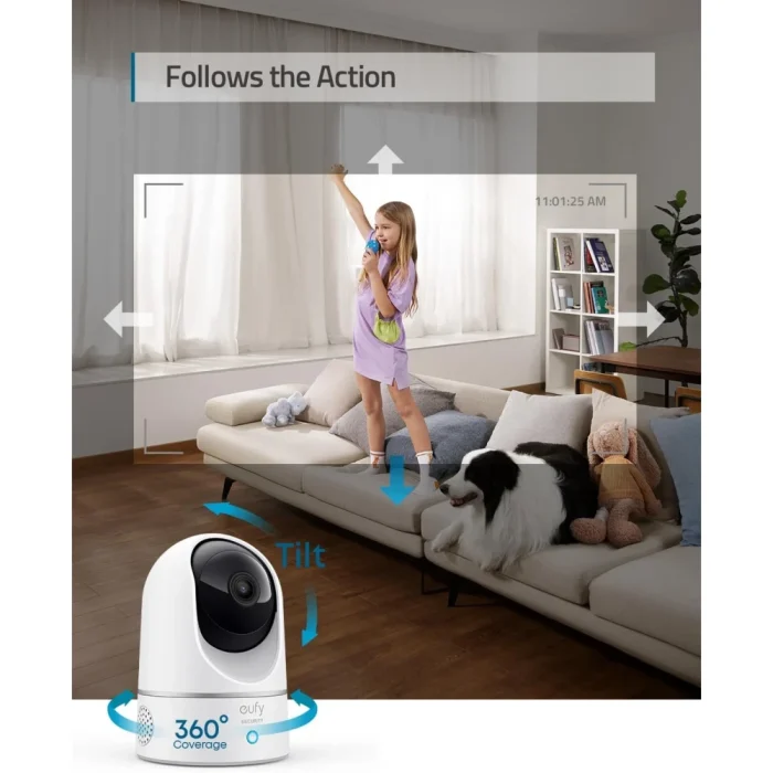 eufy Security Indoor Cam E220, Camera for home Security, Pan & Tilt, Dog/Pet Camera, 2K Wi-Fi Plug-in, Motion Tracking, Motion Only Alerts, Night Vision, HomeBase 3 Compatible, Voice Assistant Support - Image 6