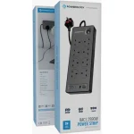 Powerology 8AC 2990W Power Strip with 8 Sockets, PD 20W USB C & Fast USB A Ports, High Power Surge Protection, 2m Cable, Smart Multi Device Charging for Home & Office Use, Black | PWCUQC047BK - Image 2