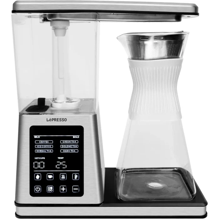 LePresso Crystal Brew Drip Tea & Drip Coffee Maker Machine, 1400W, Smart Digital Control, 1.2L Capacity, Keep-Warm Base, Brewing Up to 8 Cups, Best Tea & Coffee Brewer for Home & Office – Silver - Image 5