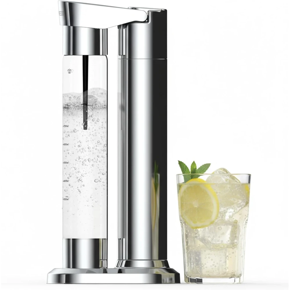 image LePresso Sparkling Water Maker, Slow-Fast Releasing System Sparkling Soda Machine, Homemade Soda Maker with Dual 350mL and 500mL Bottle, 1L Capacity Compatible with CO2 Capsule - Silver - Image 1
