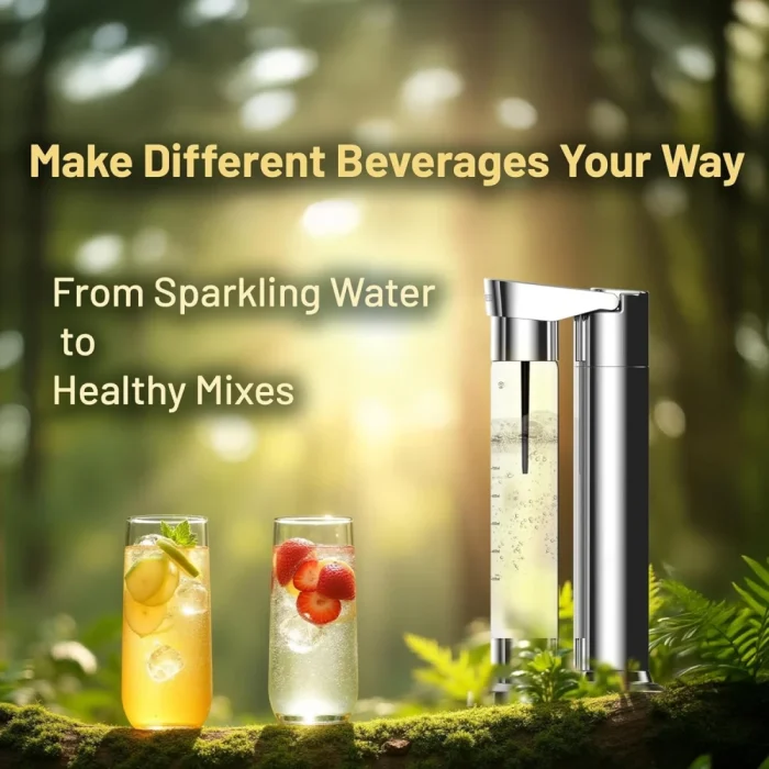 LePresso Sparkling Water Maker, Slow-Fast Releasing System Sparkling Soda Machine, Homemade Soda Maker with Dual 350mL and 500mL Bottle, 1L Capacity Compatible with CO2 Capsule - Silver - Image 3