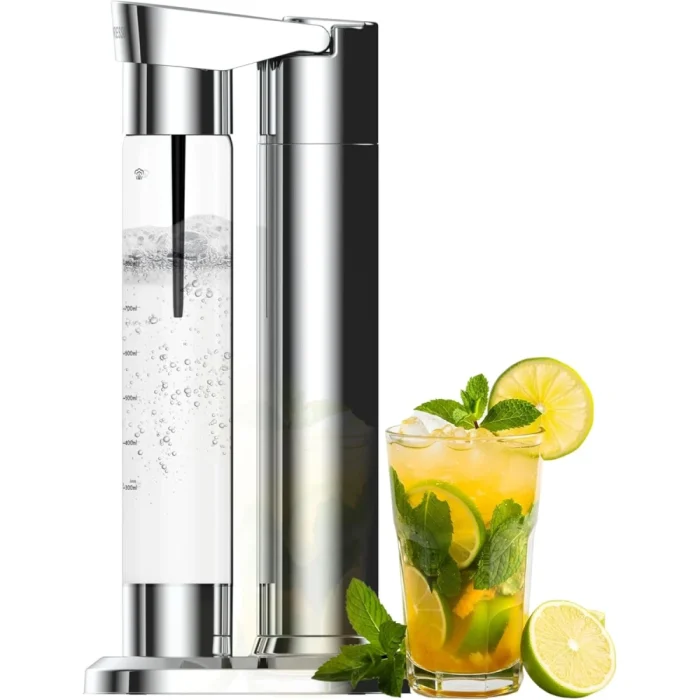 LePresso Sparkling Water Maker, Slow-Fast Releasing System Sparkling Soda Machine, Homemade Soda Maker with Dual 350mL and 500mL Bottle, 1L Capacity Compatible with CO2 Capsule - Silver - Image 8