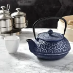 Japanese Cast Iron Teapot with Infuser for Loose Leaf and Tea Bags, Kettle Includes Handle and Removable Lid Blue, 34oz - Image 2