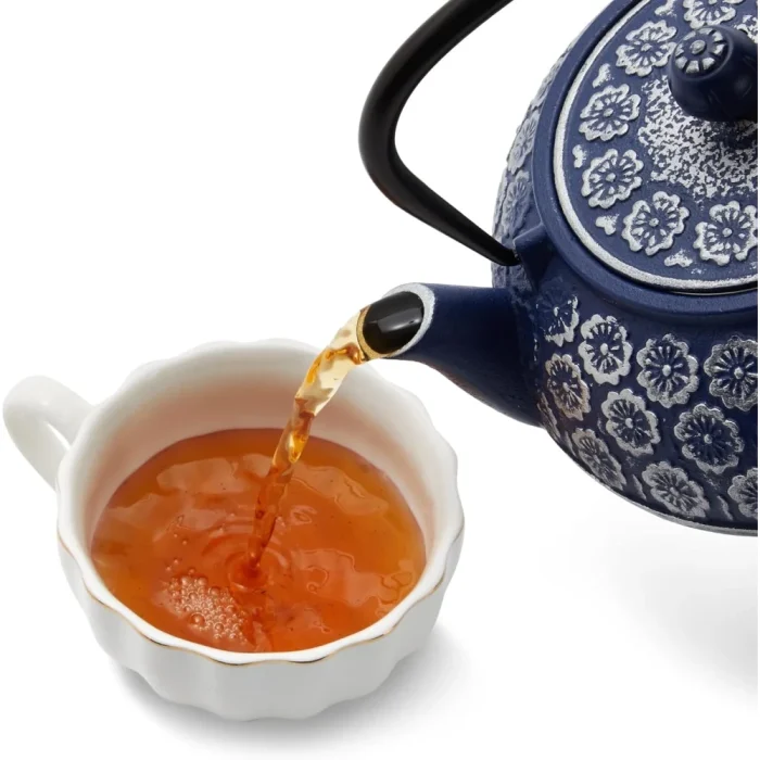 Japanese Cast Iron Teapot with Infuser for Loose Leaf and Tea Bags, Kettle Includes Handle and Removable Lid Blue, 34oz - Image 7