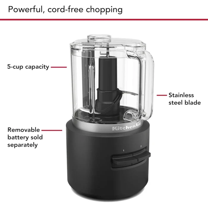 KitchenAid Go™ Cordless Food Chopper - battery INCLUDED, KFCR500, Black Matte - Image 3