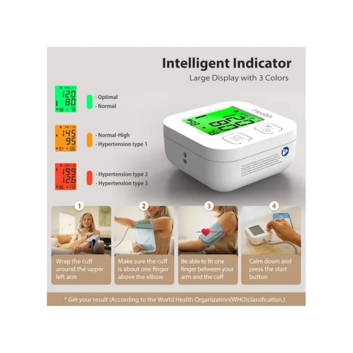 Track Smart Upper Arm Blood Pressure Monitor with Wide Range Cuff Standard To Large Adult Arms, Bluetooth Compatible for iOS & Android Devices - Image 3