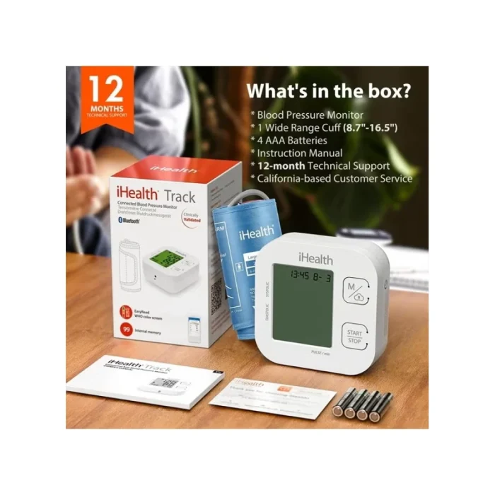 Track Smart Upper Arm Blood Pressure Monitor with Wide Range Cuff Standard To Large Adult Arms, Bluetooth Compatible for iOS & Android Devices - Image 6