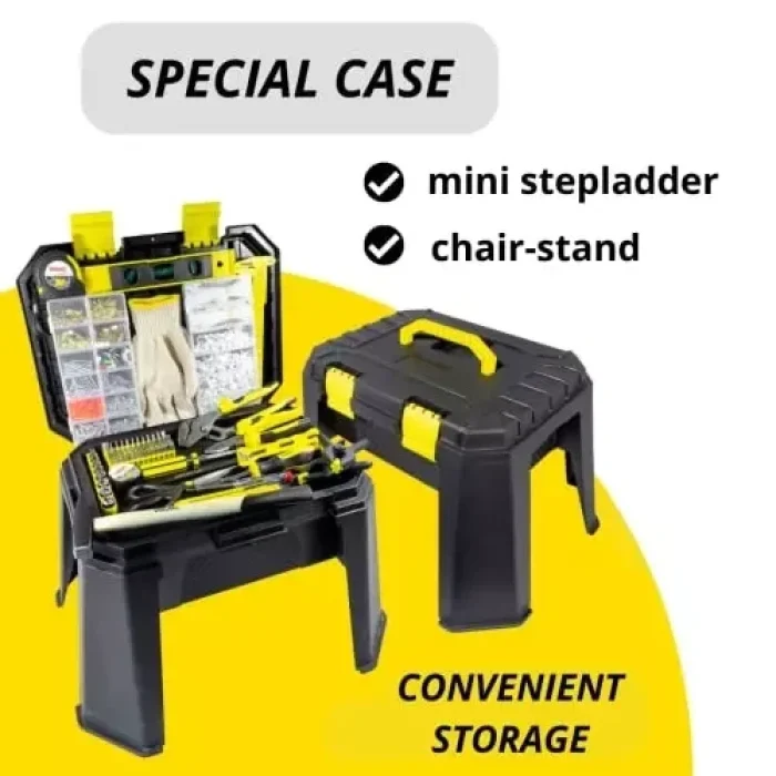 WMC 1200 Piece Stool Tool Box Innovative Step Stool Design Plastic For Home, Garage, Car & DIY Repairs - Image 3