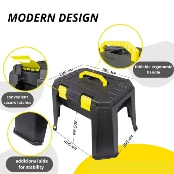 WMC 1200 Piece Stool Tool Box Innovative Step Stool Design Plastic For Home, Garage, Car & DIY Repairs - Image 4